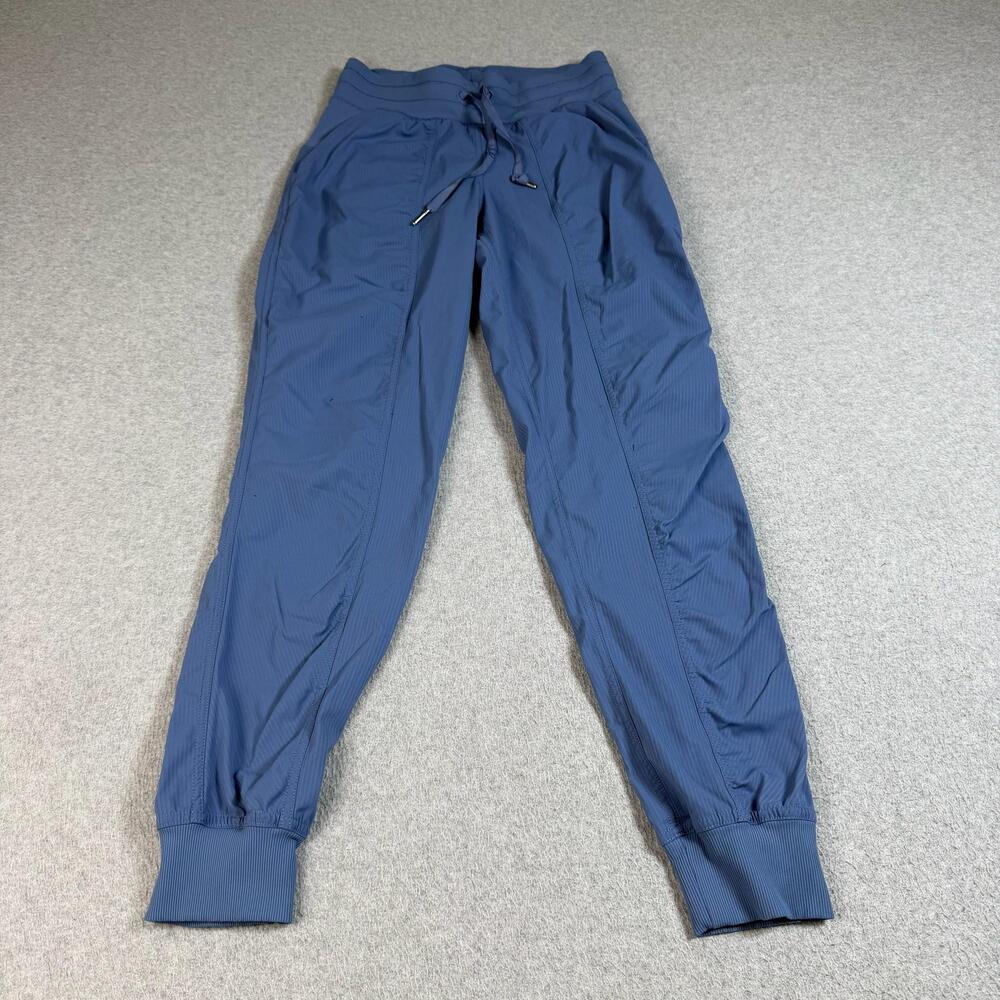 Lululemon Dance Studio Jogger Pants Womens 4 Blue Woven Elastic Waist Ribbed Gym